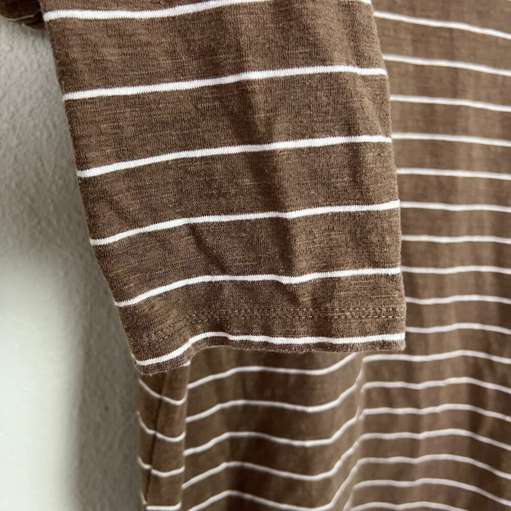 Madewell Brown and White Striped Long Sleeve Tee - Picture 2 of 6